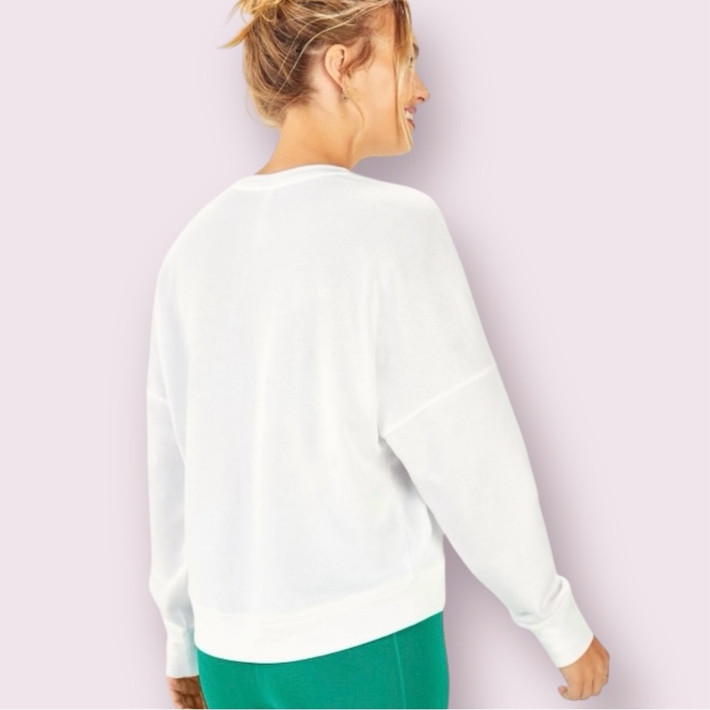 Fabletics Stacey “Never Settle” Pullover White French Terry Top/Sweatshirt L - Picture 8 of 9